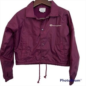 Champion Coaches Jacket with left front script logo-purple, size‎ small, snap up